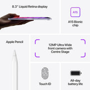 iPad Mini de Apple de 2021 (8.3 pulgadas, Wi-Fi, 64 GB) - Gris espacial (Reacondicionado)