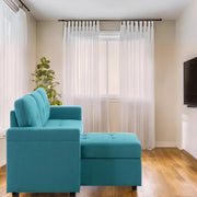 Sofá seccional reversible convertible con cama extraíble, chaise longue con almacenamiento oculto y patas duraderas