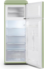 SCHNEIDER SCDD208VVA, Frigorífico de 2 puertas, 211L (172+39), Frío estático, Descongelación automática, 3 estantes de cristal, Termostato regulable, Patas ajustables, Verde almendra