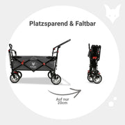 Carrito de mano plegable y compacto Fuxtec FX-CT700 gris, con frenos, asiento acolchado, mango ajustable en altura, para excursiones