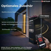 Metzler Paketbox Bispo 2, buzón con compartimento grande para paquetes, antracita, personalizado, grabado, acero inoxidable macizo para exteriores
