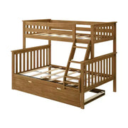 Litera de madera maciza Max & Lily, individual sobre matrimonial con nido de almacenamiento y escalera para niños
