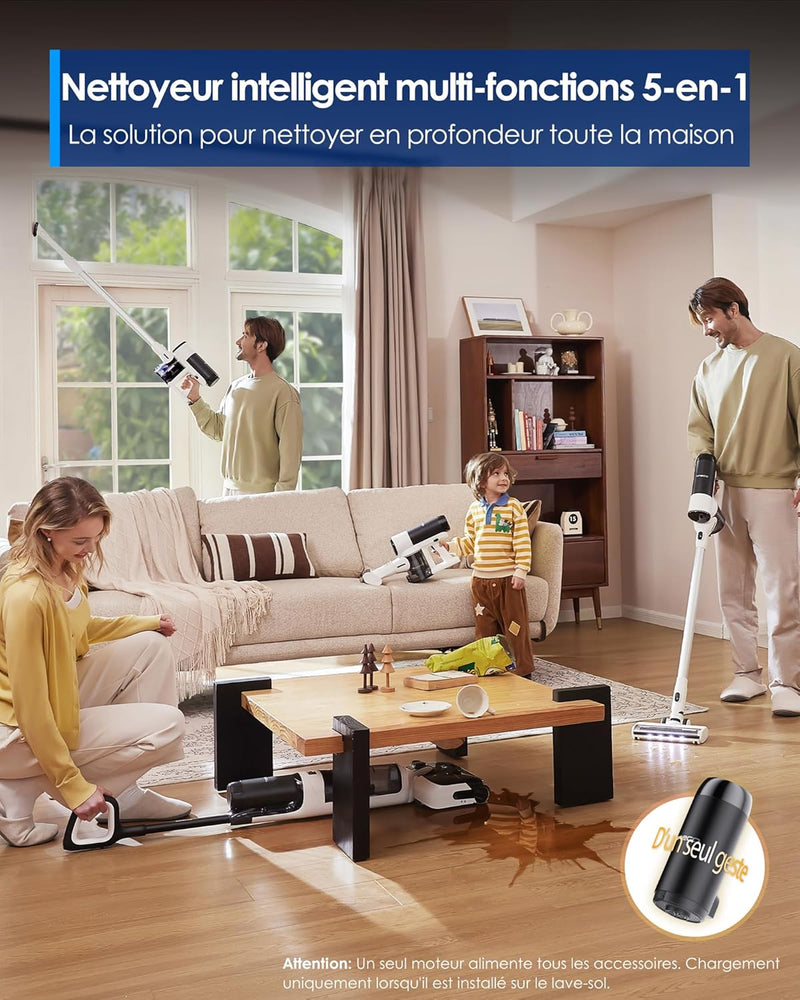 Tineco Floor One Switch S6 Stretch Aspirador y Fregasuelos Seco y Húmedo, Multifunción, Reclinable a 180°, Autolimpiante, 65 minutos de autonomía, Limpieza de bordes por ambos lados, Limpieza de toda la casa