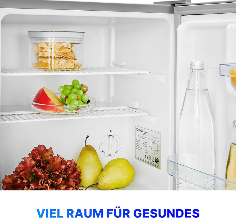 Minibar Bomann® 42 litros | Mini nevera para oficina, camping y gaming | refrigerador pequeño y silencioso de 39 dB | Minibar con puerta reversible | 51x45x45 cm | KB 7346 inox