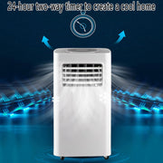 Aire acondicionado portátil con mando a distancia y temporizador de 24 horas, potente unidad de refrigeración oscilante de 120° para oficina en casa de hasta 28 m², kit de ventilación de ventana energéticamente eficiente