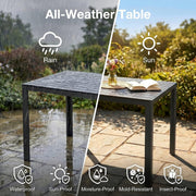 Mesa de jardín LIFERUN 110x70 cm con marco de aluminio - Mesa de balcón rectangular de WPC para 4-6 personas, mesa de terraza resistente a la intemperie y a los rayos UV, mesa de comedor exterior moderna con aspecto de madera, negro