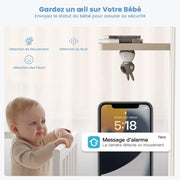 ieGeek Vigilabebés con Cámara 2K/5", Monitor de Bebé con Pantalla de 5" y Control por Smartphone, PTZ 360°, Visiófono con Alertas Inteligentes/Visión Nocturna/Seguimiento Automático