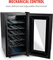 alpina Vinoteca - 230V - 18 Botellas/50L - Temperatura Regulable de 11°C a 22°C - Puerta de Cristal e Iluminación Interior - Poco o nulo ruido - Negro