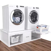 Pedestales para lavadora y secadora GDLF, soporte universal para lavadora y secadora con estante extraíble, blanco