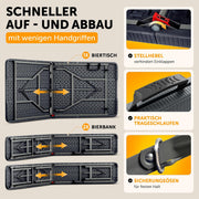 Set de 3 piezas Blumtal para jardín - 2 bancos de cerveza + 1 mesa de cerveza - Conjunto plegable y resistente para 8 personas - Juego de bancos con asa de transporte - Mobiliario de jardín con aspecto de madera en color antracita