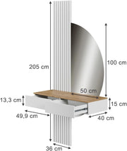 Tocador Vicco Melina, blanco/roble, 100 cm con espejo LED