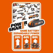 Cortacésped WORX WG737E Nitro 40V 2x20V sin escobillas, ancho de corte 37cm, 6 posiciones, saco recolector 40L, con 2 baterías 4Ah y cargador dual