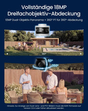 Cámara de seguridad PoE para exteriores Reolink de 3 lentes, OMVI 3i PoE, 10MP 180°, 4K PT con seguimiento automático, búsqueda por IA, perímetro, color e infrarrojos, 24/7