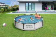 Kit de piscina Bestway Steel Pro Max con bomba de filtro Ø 305 x 76 cm, gris claro, redonda