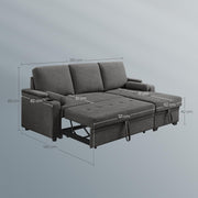 Sofá cama VASAGLE, sofá, sofá cama con espacio de almacenamiento, muebles tapizados, funda de mezcla de algodón y lino, portavasos, moderno, habitación de invitados, gris LCS801G01