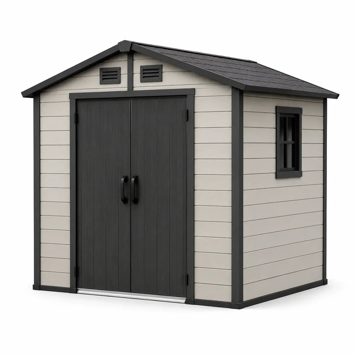 Caseta de jardín de polietileno 185 x 152 x 226 cm gris/negro