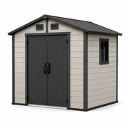 Caseta de jardín de polietileno 185 x 152 x 226 cm gris/negro