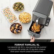 Freidora de aire NINJA Double Stack XL, freidora vertical de 2 cajones, 4 niveles de cocción, 2 cajones y 2 rejillas, diseño compacto, capacidad de 9,5L, 6 funciones de cocción, 8 raciones, gris SL400EU