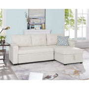 Sofá seccional reversible convertible con cama extraíble, chaise longue con almacenamiento oculto y patas duraderas