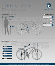 Bicicleta de trekking premium Licorne Bike de 28" para hombres, jóvenes y mujeres con cambio de 21 velocidades, bicicleta urbana Life M-V-ATB