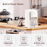 Isla de cocina extensible con alas abatibles, carrito de cocina sobre 4 ruedas con toma de corriente, mesa isla móvil con 2 puertas y 6 cajones