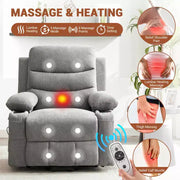 Sillón reclinable elevador eléctrico, reclinables eléctricos para ancianos con calor y masaje, asistencia para levantarse con portavasos, bolsillo lateral, para sala de estar