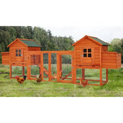 AECOJOY Gallinero grande de 144'' con corral, caseta de madera para aves y jaula para aves de corral