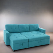 Sofá seccional reversible convertible con cama extraíble, chaise longue con almacenamiento oculto y patas duraderas