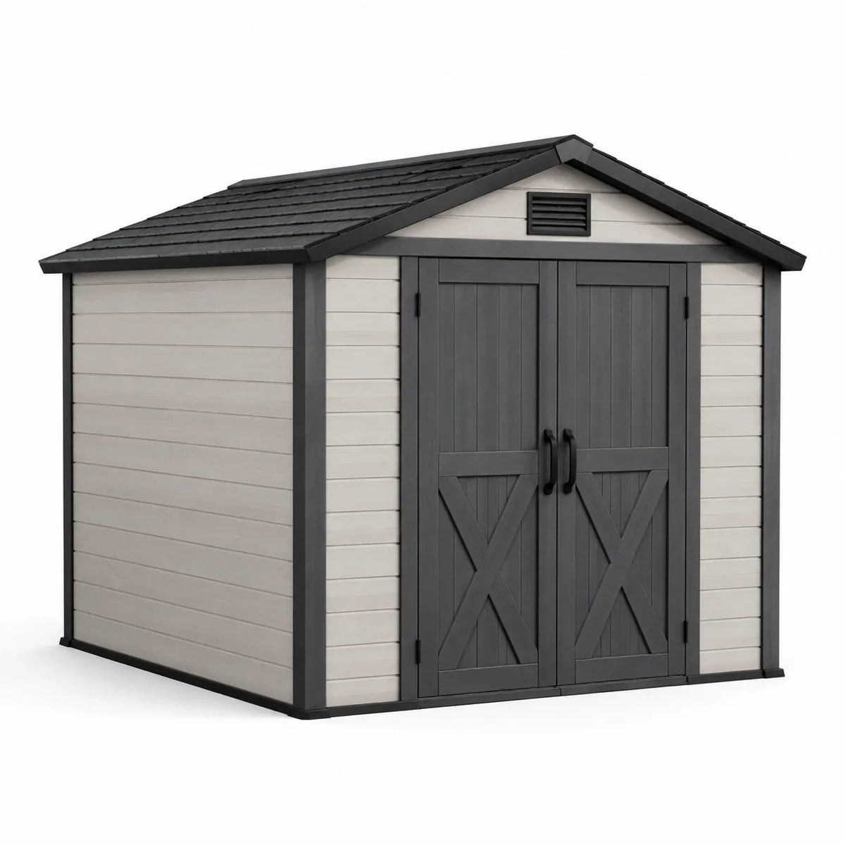 Caseta de jardín de plástico con doble puerta 195x130x210 cm