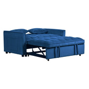 Sofá cama extraíble moderno, sofá cama 3 en 1 con respaldo ajustable, sofá biplaza de terciopelo, almohadas y bolsillos laterales
