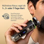 Afeitadora i9000 Prestige Ultra, afeitadora en seco y húmedo para hombre, adriatic, sensor de presión y movimiento, estilizador de barba 5+1, estación de limpieza, estuche de carga UV y estuche de viaje (modelo XP9402/46)