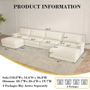 Sofá seccional modular extra grande Dyonery 158, tela de CHENILLE con asiento profundo, montaje sin herramientas