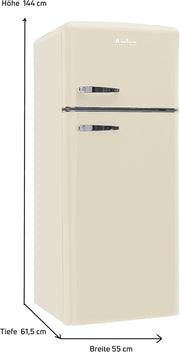 Frigorífico/Congelador Retro Amica KGC 15632 T / Azul hielo (Turquesa) / 144 cm (Al) x 55 cm (An) x 62 cm (Pr) / Diseño retro / Frigorífico con congelador