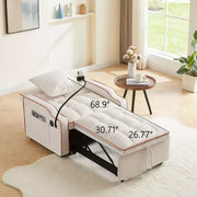 Sillón sofá convertible 3 en 1, sofá cama individual con respaldo ajustable, soporte para teléfono, USB y tipo C - ModernLuxe