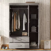 Armario de 3 puertas con estantes y 2 cajones, ropero para ropa 4A - ModernLuxe