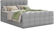 Cama boxspring Sofnet Best Lux con piecera, 2 cajones y sobrecolchón - Cama doble, colchón Bonell, cama tapizada, cama, camas, estructura de cama, dormitorio (Gris (Inari 91), 160 x 200 cm)