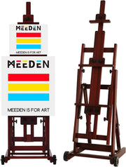 Caballete de estudio multifunción de madera de haya MEEDEN, caballete de pintura para adultos, caballete de artista, caballete de suelo, admite lienzos de hasta 195,6 cm (nogal)