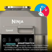 Multicocina Ninja Speedi, 5,7 L, 12 en 1, freidora de aire, cocción lenta, grill, horneado, Stone Gold ON500EUSTGD