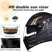 ACLFFSHOP Casco de moto modular Bluetooth con homologación ECE, casco abatible para adultos con doble visera para protección contra impactos, casco integral de moto para hombre y mujer M~XXL