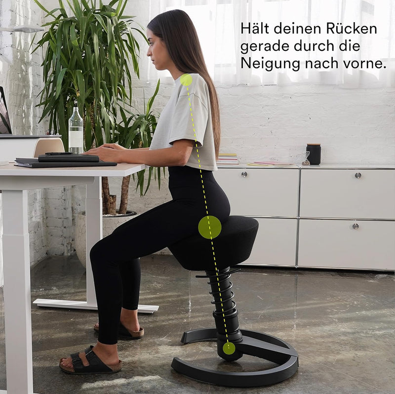 aeris Swopper – Taburete ergonómico – Taburete de oficina regulable en altura – Silla de escritorio versátil para una espalda sana – Silla de oficina con ruedas, muelle estándar