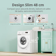 CFE12EW80-W-FR Lavadora de carga frontal 8KG, Clase energética A, Motor BLDC 1400 rpm, 15 programas, Prelavado, Blanco [Clase energética A]