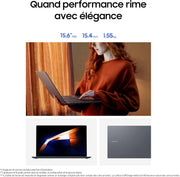 Ordenador portátil Samsung Galaxy Book4 de 15,6'', Intel Core 5, 8 GB de RAM, 256 GB SSD, Intel Graphics, Gris antracita, teclado AZERTY FR