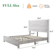 Estructura de cama de madera rústica AMERLIFE con cabecero empalmado de 51.2"