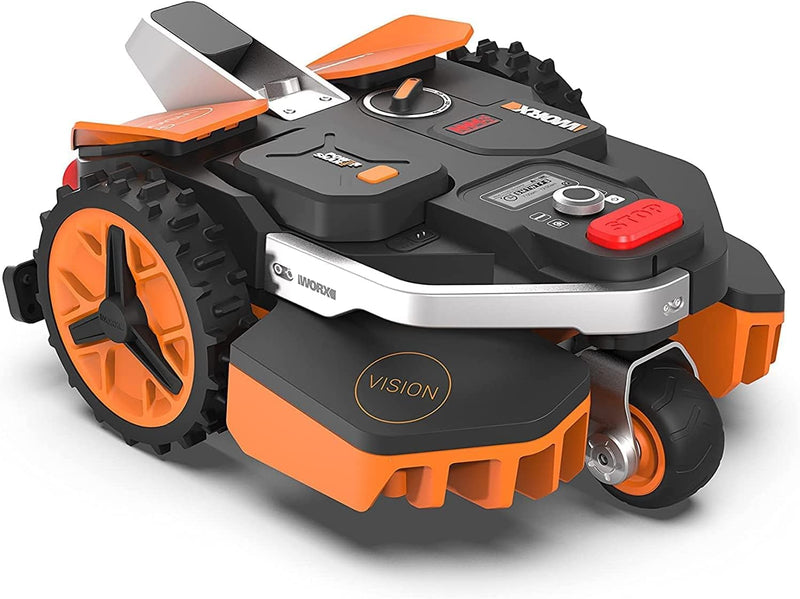 WORX LANDROID Vision WR206E.1, robot cortacésped sin cable perimetral 600 m² Superficie Máx. 700 m², instalación en 30 min, cámara 4K + IA adaptativa, evita todos los obstáculos, corte de bordes, multizona