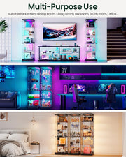 Vitrina de cristal Lvifur con iluminación LED y cajones, vitrina vertical con sensores inteligentes, vitrina de cristal y madera de 5 niveles para objetos de colección, vino, salón, dormitorio
