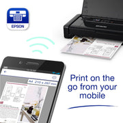 Impresora portátil WorkForce WF-110, monofunción, pequeña, ligera, batería integrada recargable por cable USB, A4, inyección de tinta a color, conexión Wi-Fi Direct
