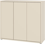Zapatero Forte Alice Springs 100 110, armario de recibidor con 3 puertas y 8 estantes, madera reconstituida, color beige cachemira, 109,2 cm de ancho x 99,1 cm de alto x 34,9 cm de profundidad
