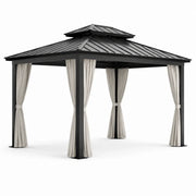 Pabellón de aluminio con techo de aluminio y cortinas de poliéster, 3x4m, antracita/crema
