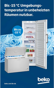 Congelador arcón Beko HSM46740 grande, 451 l de capacidad útil, 3 cestas de congelación, alarma de temperatura, bloqueable, iluminación interior, 36 db(A), blanco