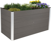 Cama elevada XXL dobar® de WPC – Jardinera de WPC con bordes de aluminio – Gran bancal de jardín con contacto con el suelo – Cama elevada de madera y plástico de fácil mantenimiento 700 L – 150x70x75 cm – Antracita